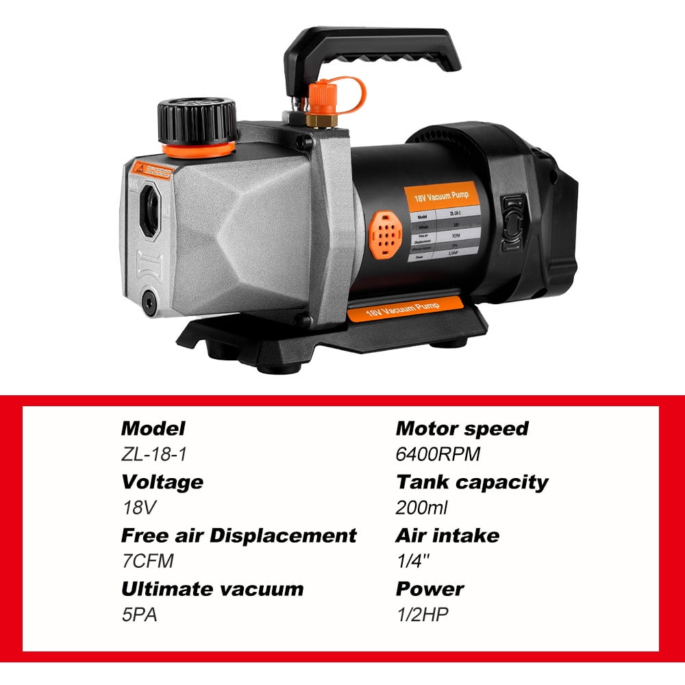 5PA Refrigerant Vacuum Pump 1/4 Air intake Refrigeration 1/2 HP for Car Household Air Conditioning For 18v Battery