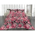 thumbnail image 2 of Ambesonne Delicate Roses Quilted Bedspread Set 3 Pcs, Neutral Floral Scene, King, Pastel Pink Pale Grey, 2 of 4