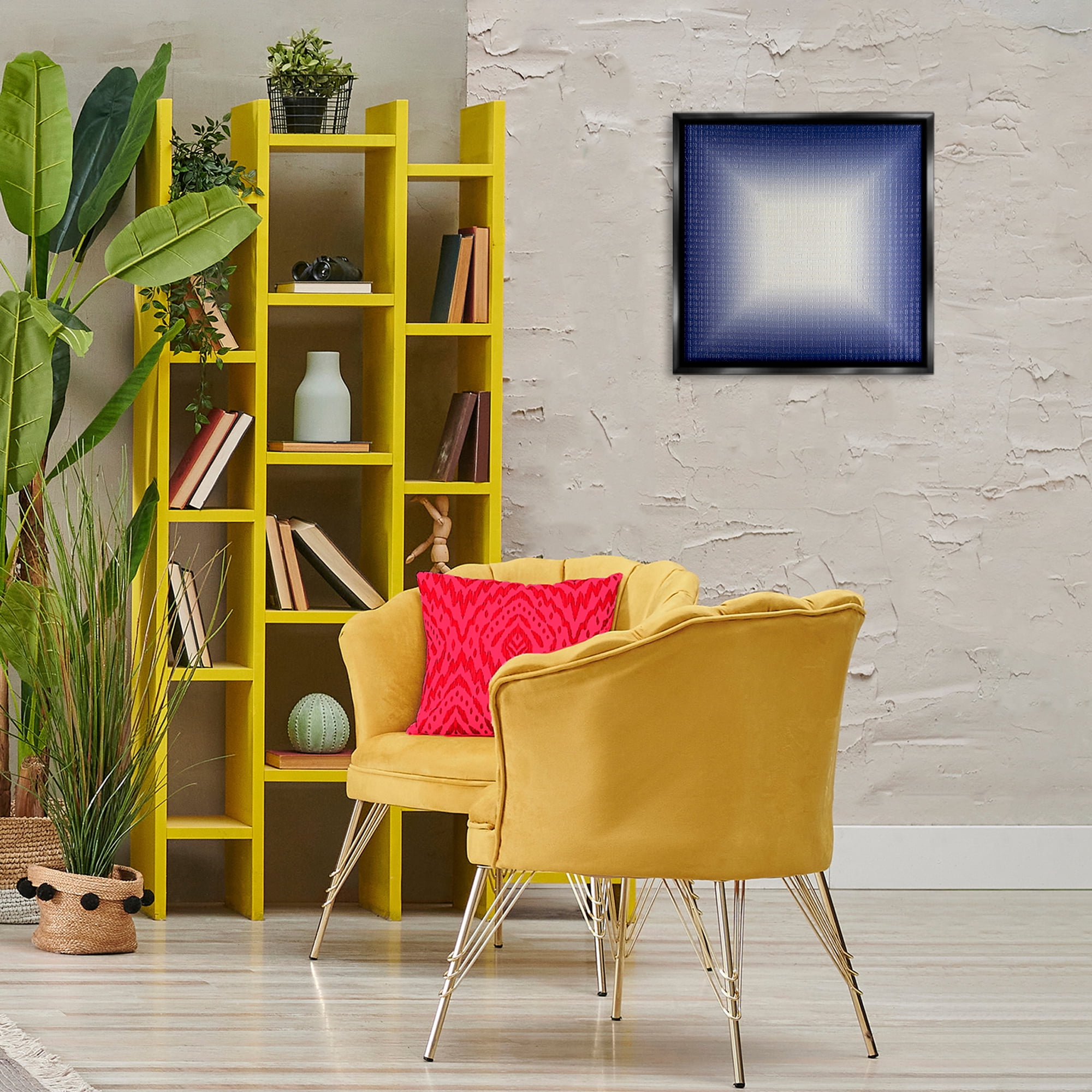 Stupell Industries Blue Ombre Fade Abstract Painting Black Floater Framed Canvas Art Print Wall Art, 18 x 18