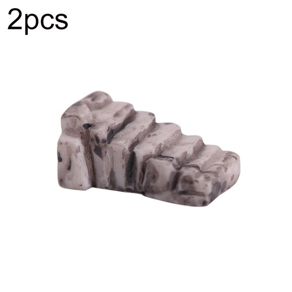 Postuois 2Pcs Miniature Resin Step Stairs Model DIY Doll House Fairy Garden Accessories