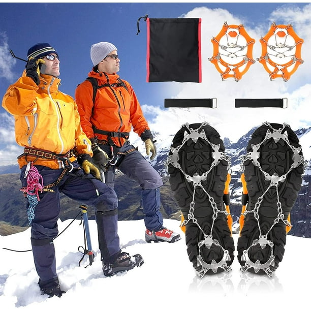 FR- 5 Teeth Spikes Crampons, Hiking Mountaineering Anti Slip Ice Snow Grips  Cram