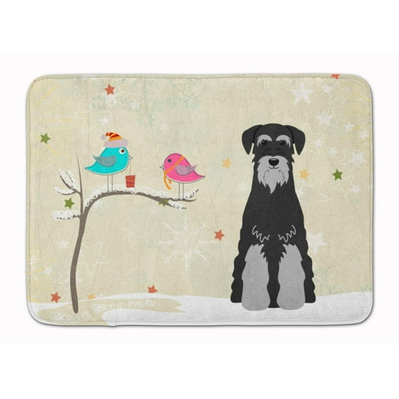 Christmas Presents between Friends Schnauzer - Black and Grey Machine Washable Memory Foam Mat
