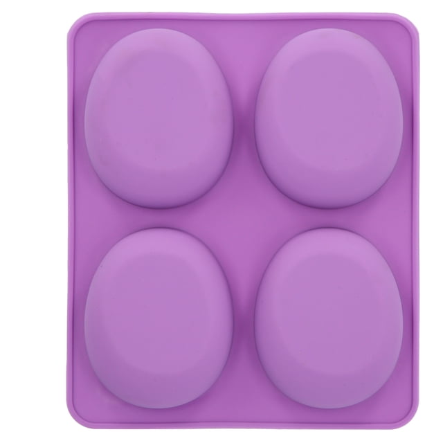 Molde de silicona ovalado morado para jabones y velas Ticfox 4 rejillas 21 x 18 cm
