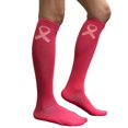 thumbnail image 3 of COUVER Bright Pink Ribbon Knee High Socks for Breast Cancer Awareness Knee Tube Socks Womens Athletic Socks Cotton Knee High Socks, 5-9.5, 1 Pair, 3 of 6
