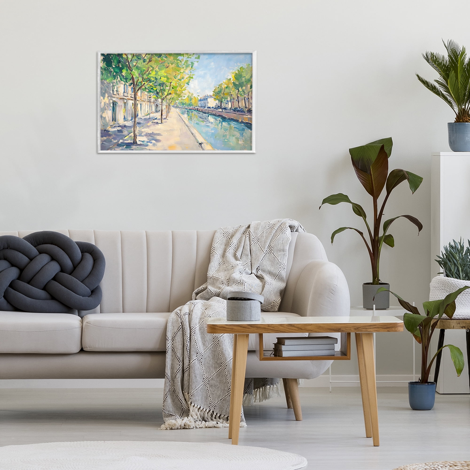 Stupell Industries Montrouge Canal Promenade White Framed Giclee Art, design by Creative Studio