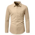 thumbnail image 4 of JXMVOJ Men's Casual Business Solid Color Long Sleeve Shirt, Cotton Fabric, Lightweight Breathable Design, Versatile for Daily, Party, Beach Outfits, 4 of 9
