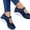 Blue, variant on sunsanly 1 Pair Casual Shoes Flat-bottom Non Slip Fastener Tape Thick Platform Plus Size Walking Breathable Mesh Wedge Sports Shoes Women Accessory