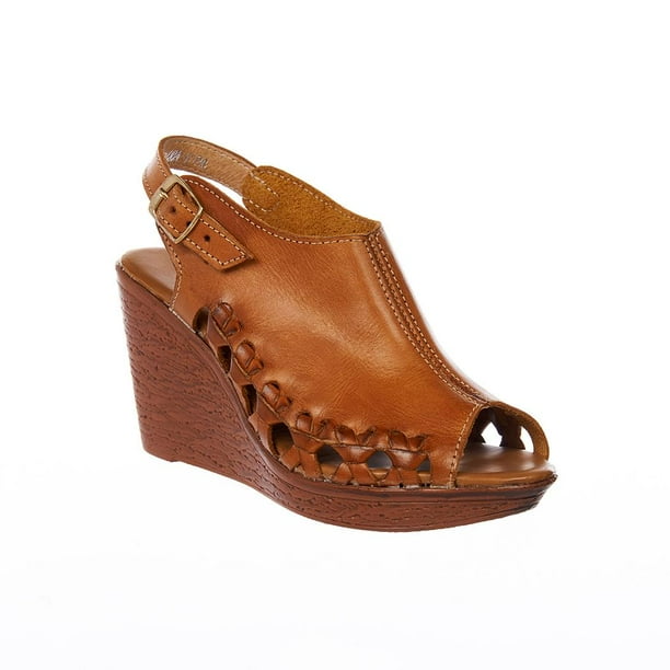 Sandalia Plataforma Mujer Semi Abierta Casual Piel Tan Cómodas cafe 27 Incógnita 001D1A