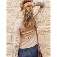 thumbnail image 3 of Camisas de manga larga para mujer, color puro, casual, con botones, estilo túnica, elegante para uso diario, 3 of 5