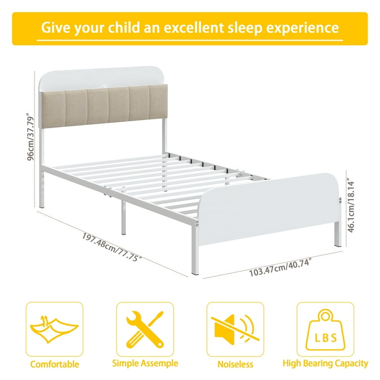Yoneston Kids Twin Platform Bed with Upholstered Bookcase