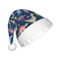 thumbnail image 2 of KLL Christmas Hats for Adults Plush Dinosaur Print Santa Hat Xmas Fluffy Santa Claus Hat for Women Men, 2 of 6