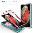 thumbnail image 6 of JTCASES for Samsung Galaxy S24 Ultra Case, Sliding Camera Cover Rotating Kickstand Magnetic Car Mount Inside Card Holder Bracket Shockproof Frame Anti-drop PC TPU Heavy Duty Protection, Pink/Green, 6 of 11