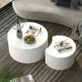 thumbnail image 7 of Round White Coffee Table Set of 2, Modern Wooden Nesting Tables for Living Room, No Assembly Required, Accent Furniture for Bedroom, Balcony, Office, 7 of 7