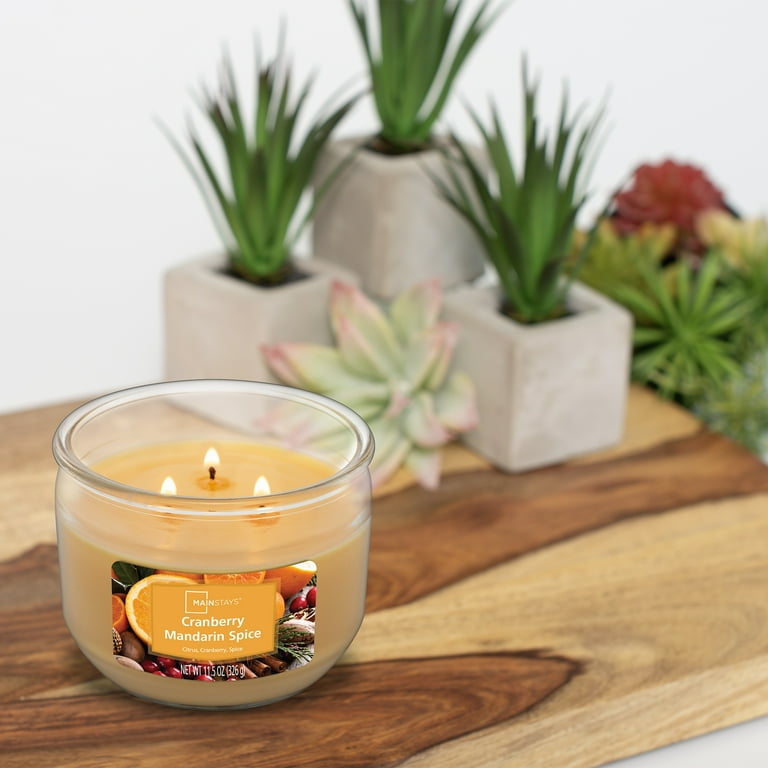 Mainstays Cranberry Mandarin Spice 3 Wick Candle, 11.5 oz, scented