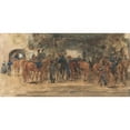 thumbnail image 2 of George Hendrik Breitner 14x9 Gold Ornate Wood Frame and Double Matted Museum Art Print Titled - Resting Cavalry on a Square (1880 - 1919), 2 of 4