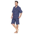 thumbnail image 2 of Ashford & Brooks Mens Woven Short Sleeve Pajama Shorts Set, Blue/Burgundy, M, 2 of 5