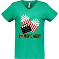 thumbnail image 3 of Inktastic I Love Movie Night Women's V-Neck T-Shirt, 3 of 5