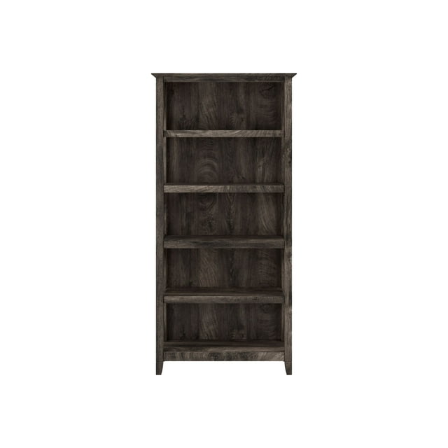 Bush Furniture Key West Bibliothèque Haute à 5 Tablettes en Hickory Gris Foncé