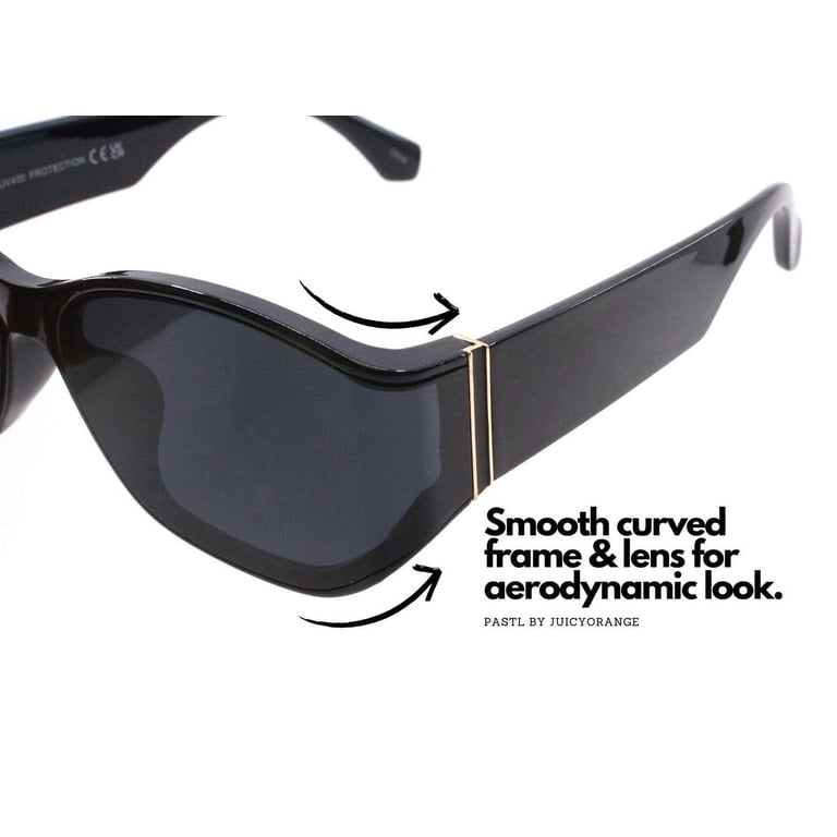 Plastic Rounded Rectangle Sunglasses with UV400 Protection Womens Mod Rounded Rectangle Plastic Sunglasses | eBay main image 4
