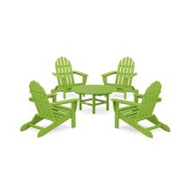 POLYWOOD Classic Folding Outdoor Adirondack 5-Piece Conversation Group in Lime