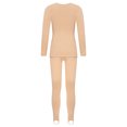 thumbnail image 2 of TiaoBug Kids Girls Gymnastics Bottoming Suit Long Sleeve Fleece-Lined Dance Tops with Leggings Set B Nude 12-24 Months, 2 of 7