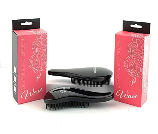 G.B.S Wave Detangling Brush- For Curly, Thick, Natural, Straight, Fine, Wet or Dry Hair No Pain Detangle Hair Comb for Women, Men or Kids No Pain Tangle Free Hair Brush Pack of 2 (Black)