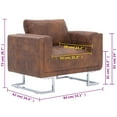 thumbnail image 2 of vidaXL Cube Armchair Brown Faux Suede Leather, 2 of 6