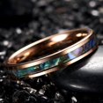 thumbnail image 2 of 4 mm Wide Rose Gold Inlaid with Abalone Shell Men and Women Tungsten Steel Ring, 2 of 3