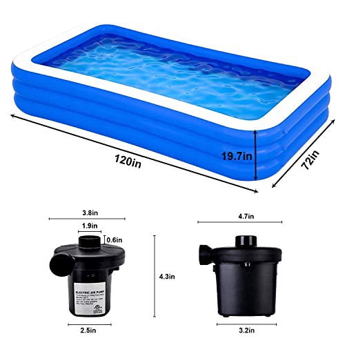 Inflatable Pool for Kids and Adults - Rectangle Pool Above Ground Swimming Pool - 10FT Kiddie Pool ,Toddler Pool ,Family Pool for Kids Pools for Backyard,Outdoor,Party?(Pump Included)