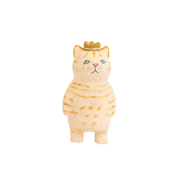 Cateissary Adornos de gatito de madera, lindo gato de grabado a mano, estilo Simple, ligero, gatos pequeños, muñecas, niños, Kits y herramientas para tallar Gato blanco