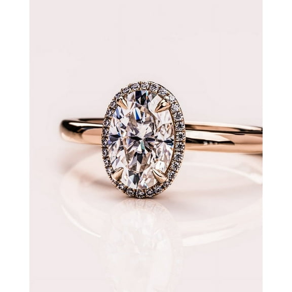 SOLITAIRE JEWELS 1.80CT Oval Cut Moissanite Halo 4 Prong Solitaire Engagement Ring for Women, 10k Yellow Gold Solitaire Ring