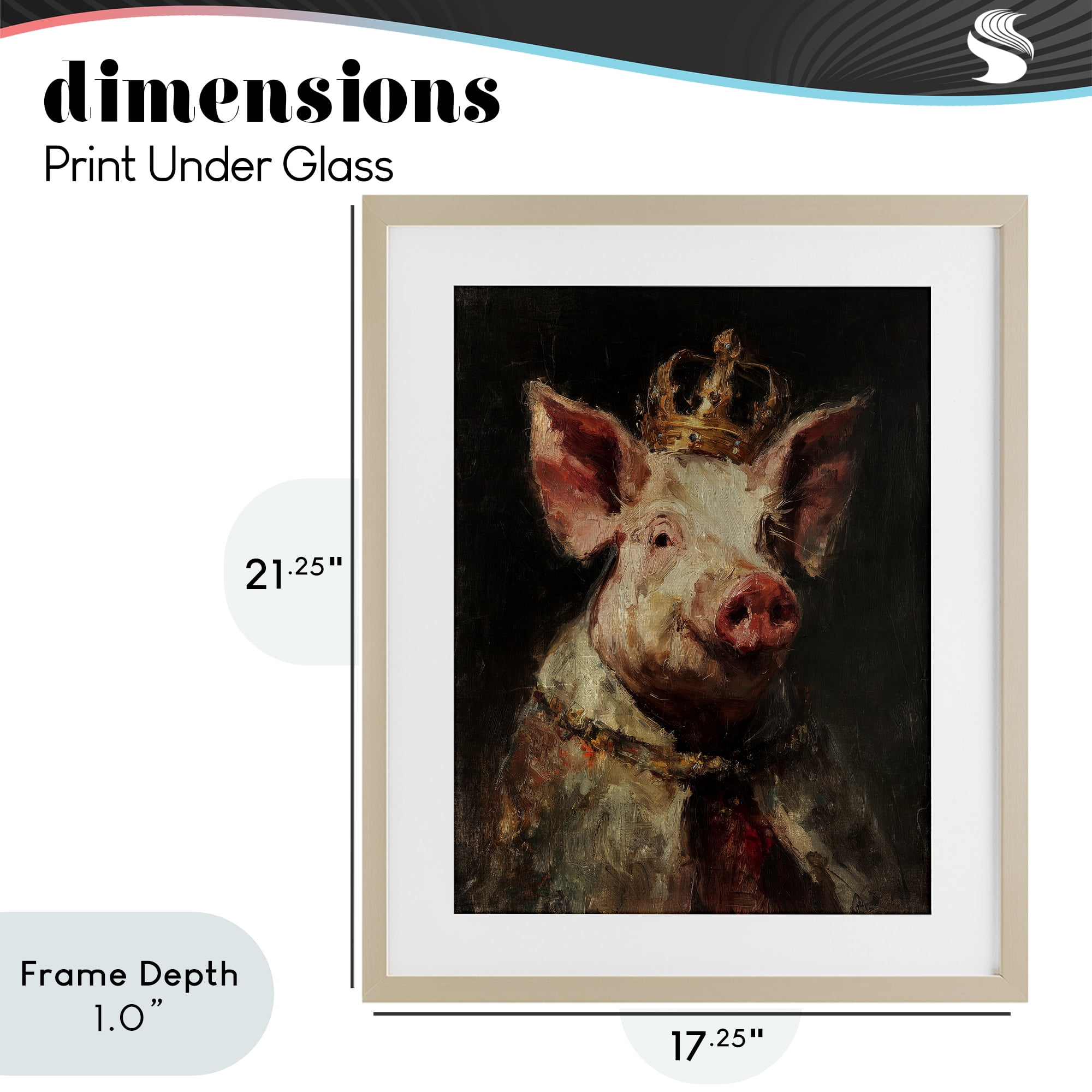 Stupell Industries Royal Swine Portrait Birch Framed Print Under Glass, design by Svetlana Aleynikova