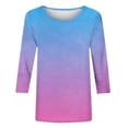 thumbnail image 3 of Sevevn Womens Blouses Women's Plus Size Printed Round Neck Three Quarter Sleeve 3/4 Sleeve T-shirt Loose Top Gifts for Family, 3 of 4