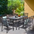 thumbnail image 3 of Nuu Garden 7 Piece Outdoor Dining Set, 61'' Rectangular Metal Dining Table with Umbrella Hole, Stackable Dining Chairs for Backyard, Deck, Yard, Garden, Black, 3 of 10