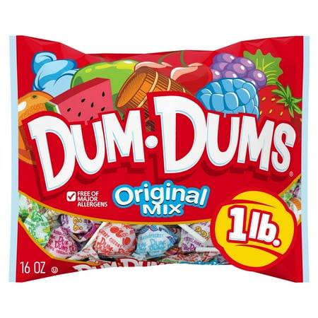Dum Dums Original Mix Lollipop Suckers, Assorted Flavors Hard Candy, Party Candy, 16oz Candy Box