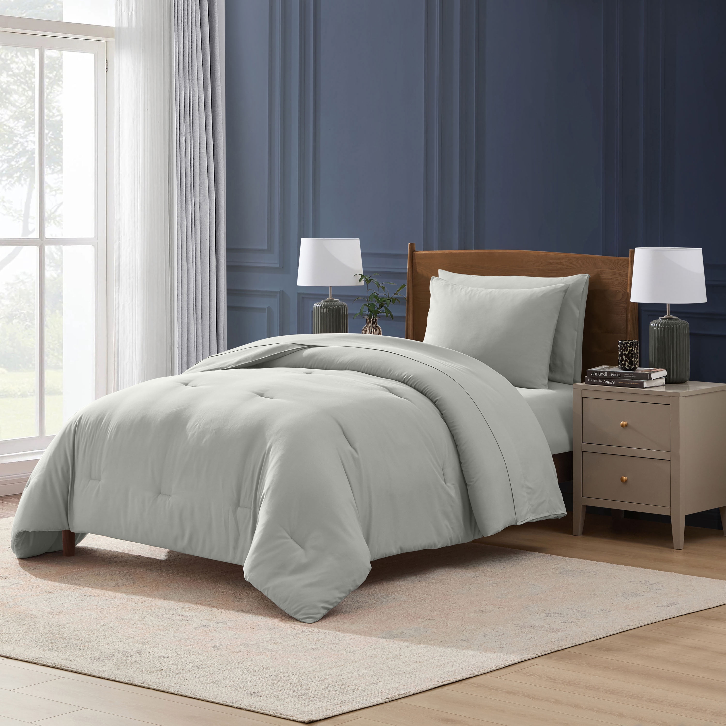 LammaLoe Twin Comforter Sets, 5 Piece Bed in a Bag, Ultra Soft Bedding Comforter Set with Sheets, All Season Bed Set, London Fog