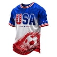 thumbnail image 2 of USA 2026 Soccer Cup Style V-Neck Jersey for Men, Short Sleeve Breathable Top with Dynamic Star & Ball Graphic, Lightweight Athletic Shirt, 1 PC Dark Blue L, 2 of 4