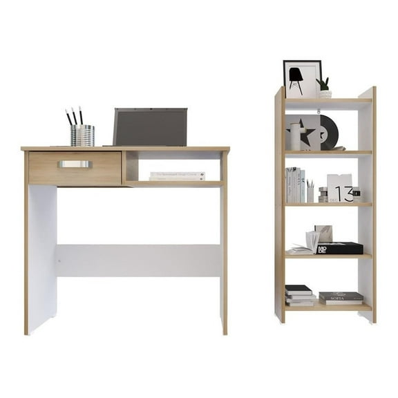 Combo Escritorio + Librero Maderkit Color Rovere