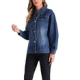 thumbnail image 4 of CHAQUETA DE MEZCLILLA INSPIRE CHIC para mujeres, chaquetas vintage de botones con mangas largas, 4 of 6