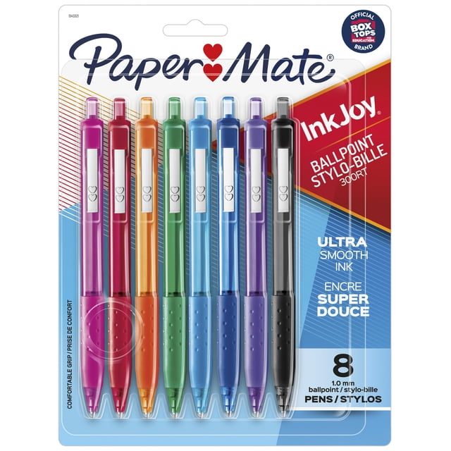 Paper Mate InkJoy 300RT Ballpoint Pens, Medium Point (1.0 mm), Retractable, Assorted Colours, 8 Count