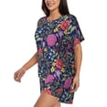 thumbnail image 2 of Susaid Floral Print Women's Pajama Set, Button-Up Sleepwear with Elastic Waist Shorts, Perfect for Lounging, Yoga, Beach, and Casual Wear-Medium, 2 of 7