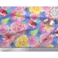 thumbnail image 3 of Soimoi Tissu en Velours Feuilles & Roses Imprimés Floraux au Mètre 58 Pouces de Large, 3 of 3