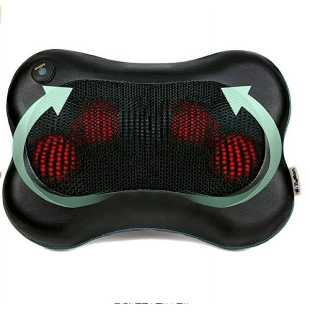 Masajeador de espalda y cuello: almohada de masaje de tejido profundo 3D con calor para aliviar el dolor muscular, sillas y automóviles (conexión por cable, no inalámbrica)