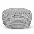 thumbnail image 1 of Tribal Pouf Cover with Zipper, Native Hand Drawn Sketchy Image with Geometric Triangle Borders, Soft Decorative Fabric Unstuffed Case, 30" W X 17.3" L, Black and White, by Ambesonne, 1 of 5