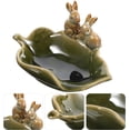 thumbnail image 3 of Jabonera de cerámica Barra de conejo Bandeja de jabón Soporte para caja de jabón Plato de jabón de conejito decorativo Ahorro de jabón Contenedor de esponja Tazón para llaves Plato de joyería 10 * 17, 3 of 5