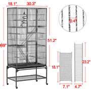 Renwick 69 H Extra Large Bird Cage with Detachable Stand, Matt Black