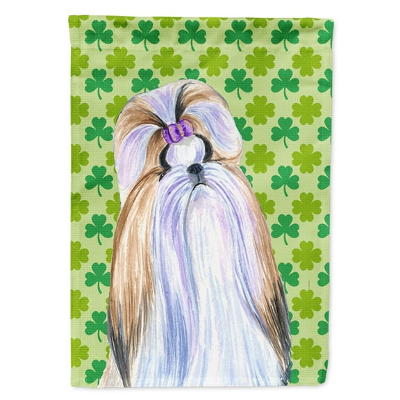 Carolines Treasures SS4396-FLAG-PARENT Shih Tzu St. Patricks Day Shamrock Portrait Flag  multicolor