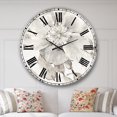 thumbnail image 1 of DesignArt Indigold Grey Peonies II Large Wall Clock, 1 of 5