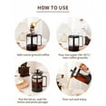 thumbnail image 4 of Yeacher French Press Coffee Maker Heat Resistant Glass Coffee Pot for Home Office Coffee Press with 4 Filters Tea Maker, 350ml, 4 of 8