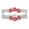 thumbnail image 2 of Dazzlingrock Collection 14K Ruby & White Diamond Wedding Band 3 Stone Enhancer Guard Double Ring, White Gold, Size 4.5, 2 of 4